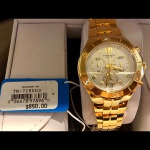 NWT Lds TechnoMarine MOP face gold watch